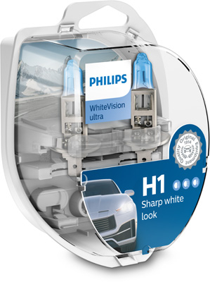 Set 2 Becuri Far H1/W5W P14.5S 55W 12V White Vision Ultra Philips [1]
