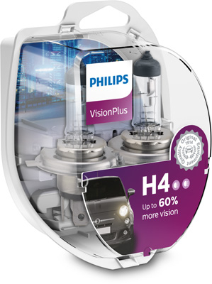 Set 2 Becuri Far H4 P43T 60/55W 12V Vision Plus Philips [1]