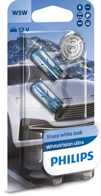 Set 2 Becuri Fara Soclu W5W 12V (Blister) White Vision Ultra Philips [2]