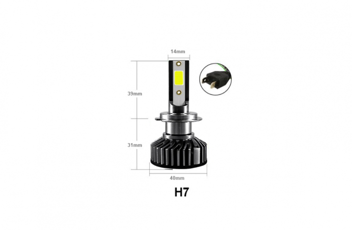 Set 2 Becuri Led Diode H7 X7 12V 50W 12000lm Mono LED +300% pentru Faruri Can Bus fara erori [5]