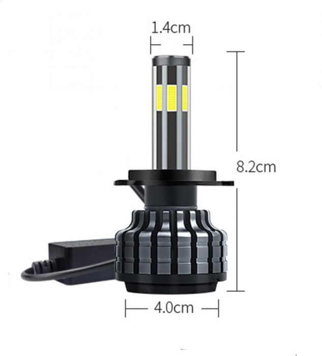 Set 2 Becuri Led H4 90W Canbus cu Leduri 360°, fara Erori, 12000lm, 12-24V [3]