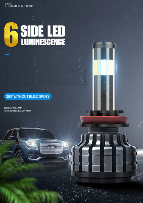 Set 2 Becuri Led H4 90W Canbus cu Leduri 360°, fara Erori, 12000lm, 12-24V [4]