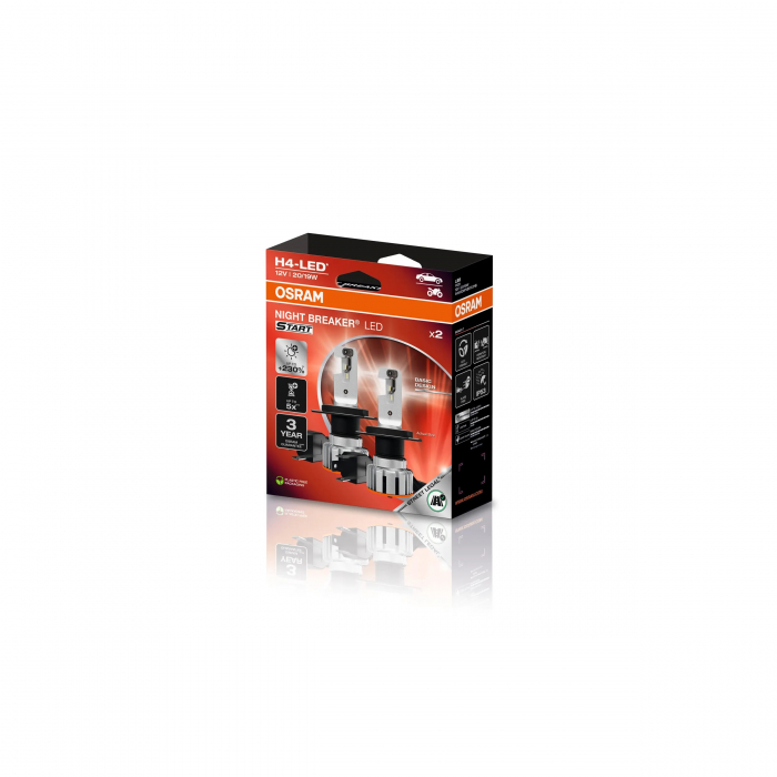 SET 2 BECURI NIGHT BREAKER LED START H4 +230% BLISTER OMOLOGARE RAR [1]