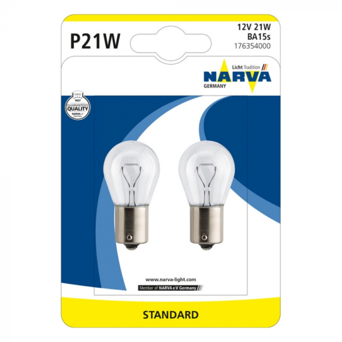 Set 2 Becuri P21W 12V Ba15S Blister Narva [1]