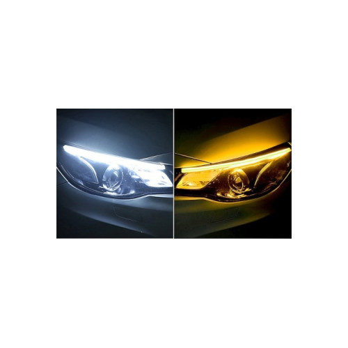Set 2 benzi Led DRL strip cu lumina alba si functie de semnalizare dinamica galbena 12V, 60cm [2]