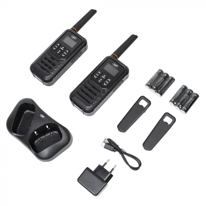 Set 2 bucati Statie radio portabila 16 canale, Waterproof IP67, cu lanterna LED, buton SOS, VOX, USB-C [4]