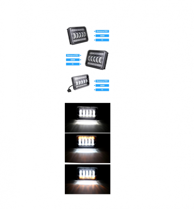 Set 2  faruri cu LED  de 5 inch cu halogen 12V-24V scurtă/lungă cu lumini de zi DRL semnal de direcție alb-galben 8000lm [4]