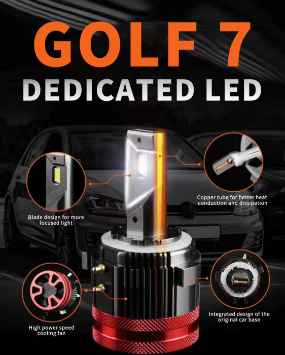 Set 2 becuri Led  H7 12V 110W 30000lm Pentru faruri Volkswagen Golf 6 7 MK6 MK7 Jetta MK6 Touran Tiguan EOS Mercedes Sprinter Vito Can Bus fără erori [11]