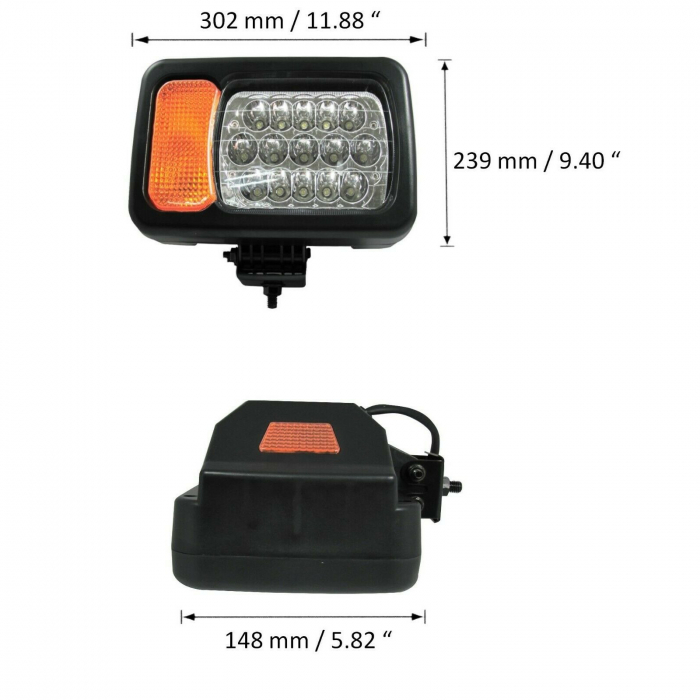 Set 2 LED Faruri cu Semnalizare JCB, Tractoare, Excavatoare, Telehandler, Hi/Low Beam, 12/24 V [3]