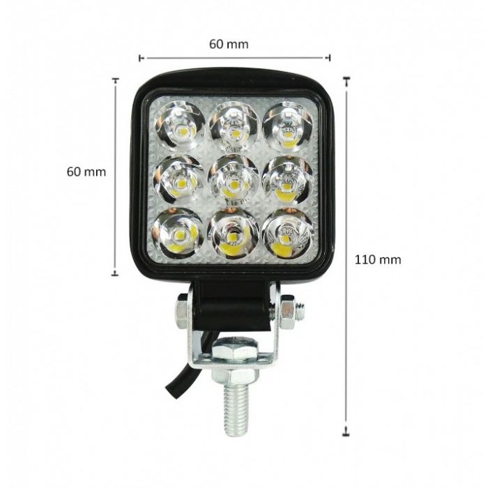 Set 2 LED Mini Proiectore  27W , 6x6 cm , 12/24V , Lumina Alba 6500K [4]