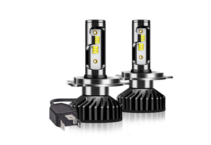Set 2 Mini Becuri LED  H4 X4 12V 50W 12000lm Mono LED +300% [1]
