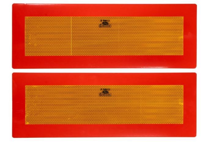 Set 2 Placute Reflectorizante 565X200 Mm Galben/Rosu Fluorescent Aluminiu [1]