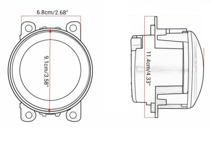 Set 2 proiectoare ceata LED Dacia, Renault, Ford, Citroen, Suzuki, lumina alba, diamentru Ø91 mm 12V, carcasa aluminiu, mufa H8/H11 [2]