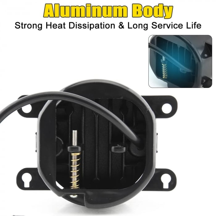 Set 2 proiectoare ceata LED Dacia, Renault, Ford, Citroen, Suzuki, lumina alba, diamentru Ø91 mm 12V, carcasa aluminiu, mufa H8/H11 [4]