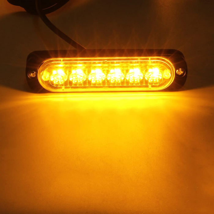 Set 4 lampi LED 6 Leduri, Tip Stroboscop De Avertizare, Galben, Flash, cu Controler, 12V-24V [5]