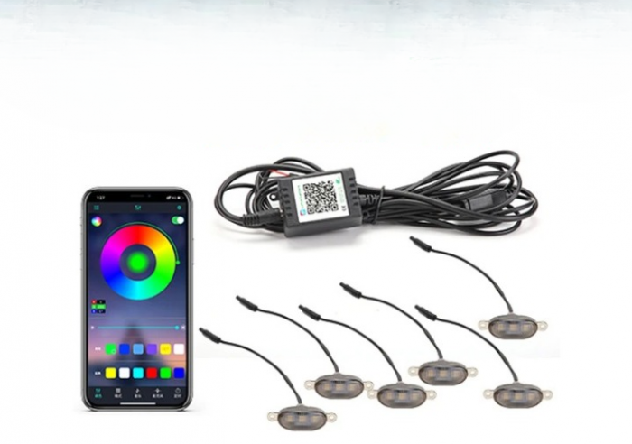 Set 6 lampi cu LED RGB 12V control prin aplicatie telefon. Diverse jocuri de lumini sau lumina continua [1]