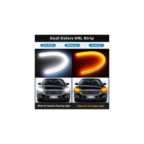 Set banda DRL LED lumina alba si semnalizare dinamica galbena 60cm 12V [3]