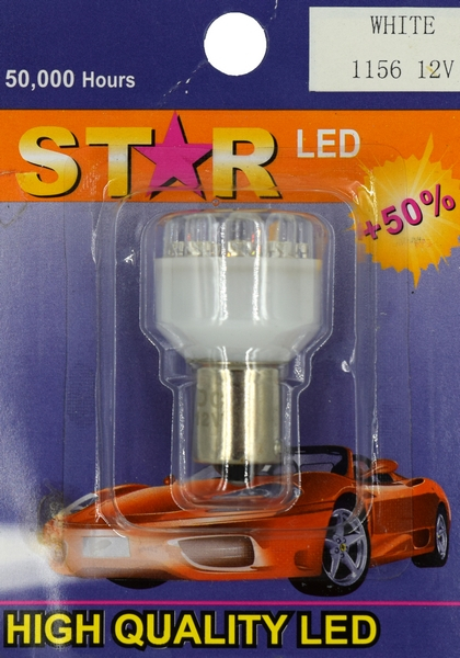 SET bec 1 faza BA15S 12 LED 12V lumina galbena COD: 1156 [1]