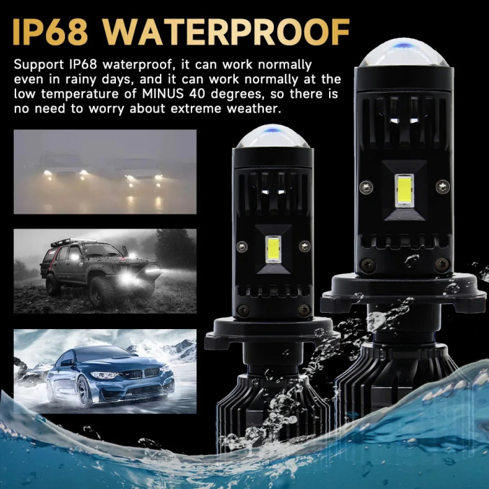Set Becuri auto  H7 LED cu lupa Y10 200%, 50W 6400Lm, 6000K, 360° Canbus - 12V [13]