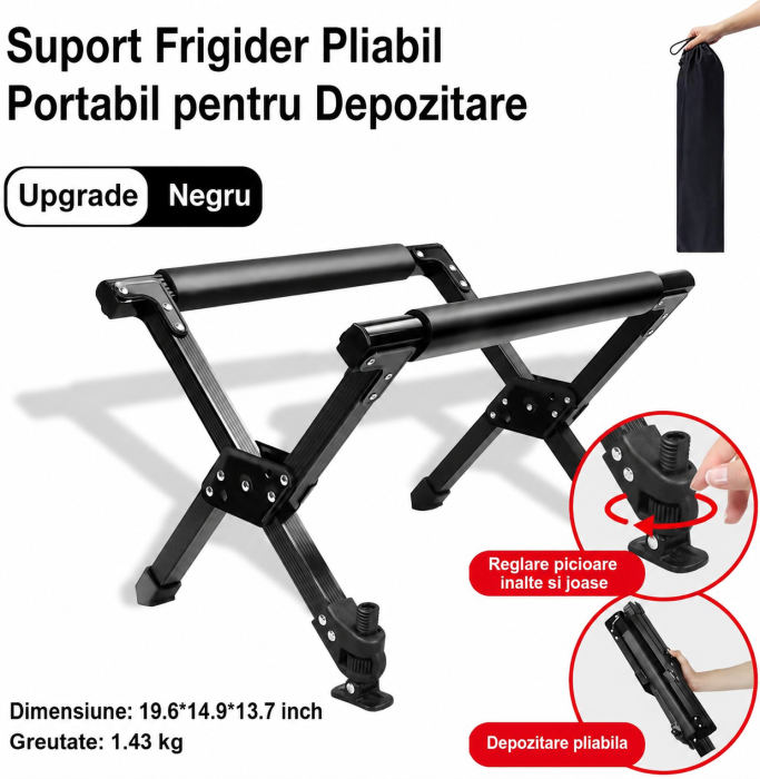 Set Camping - Lada Frigorifica Portabila SMART 26.8L + Suport Pliabil Reglabil din Aluminiu 60kg [12]