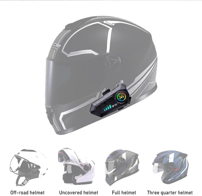 Set Cască Bluetooth fără fir pentru cască de motocicletă, interfon bidirecțional cu reducere inteligentă a zgomotului, multifuncțională, rezistentă la apă 2 buc. [6]