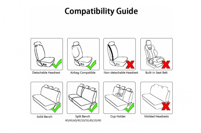 Set complet huse scaune de lux Tapițerie universală din piele Piele ecologică neagră cu cusături gri [8]