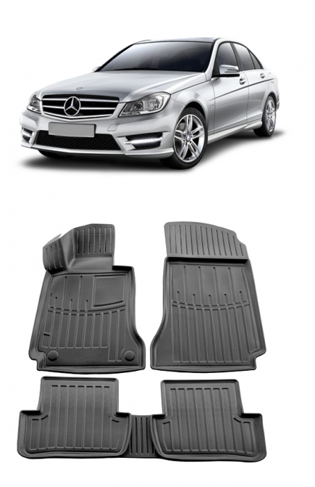 Set Covorase Auto Cauciuc dedicate Mercedes Benz W204 C (2007-2015) [1]