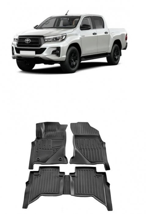 Set Covorase Auto Cauciuc dedicate Toyota Hilux VIII (Crew Cab) (2015-2024) [1]