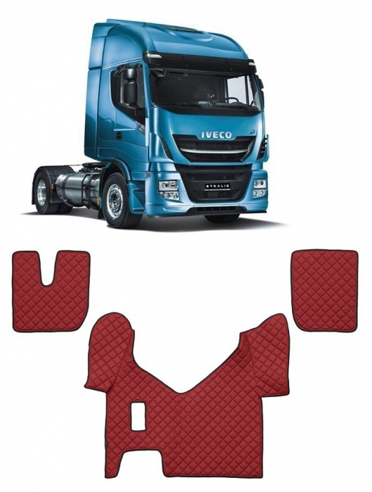 Set covorase piele ecologica truck IVECO STRALIS (2013-2022) ROSU [1]