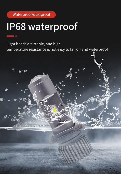 Set becuri LED cu lupă H4 12V - 24V 80W 12000LM pentru faruri Canbus fără erori 6000K-6500K scurte/lungă [8]