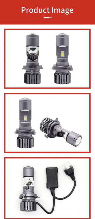 Set becuri LED cu lupă H4 12V - 24V 80W 12000LM pentru faruri Canbus fără erori 6000K-6500K scurte/lungă [12]