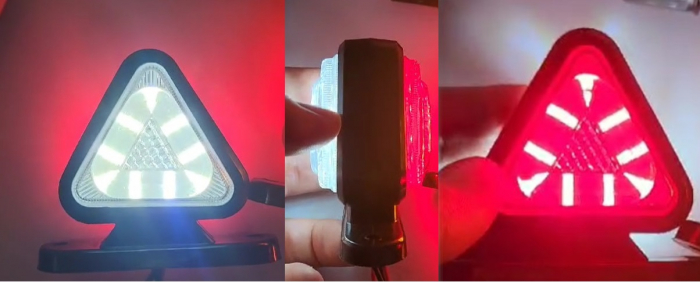 Set de 2 bucăți 18 LED poziție lumină albă + roșie pentru bus, van, remorcă, platformă, rulotă 12V-24V, cu formă triangulară [3]