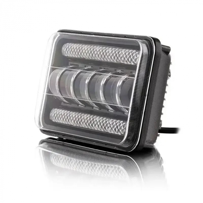 Set de 2 bucăți, LED halogen universal 5 , 12V-24V fază scurtă/lungă cu DRL lumini de zi, semnalizator alb-galben 8000lm pentru ATV, jeep, camion, tractor și altele [13]