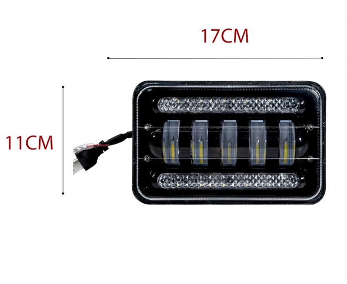 Set de 2 bucăți, LED halogen universal 5 , 12V-24V fază scurtă/lungă cu DRL lumini de zi, semnalizator alb-galben 8000lm pentru ATV, jeep, camion, tractor și altele [2]