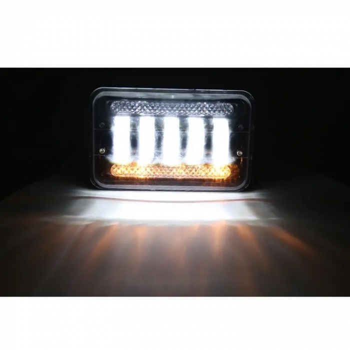 Set de 2 bucăți, LED halogen universal 5 , 12V-24V fază scurtă/lungă cu DRL lumini de zi, semnalizator alb-galben 8000lm pentru ATV, jeep, camion, tractor și altele [6]
