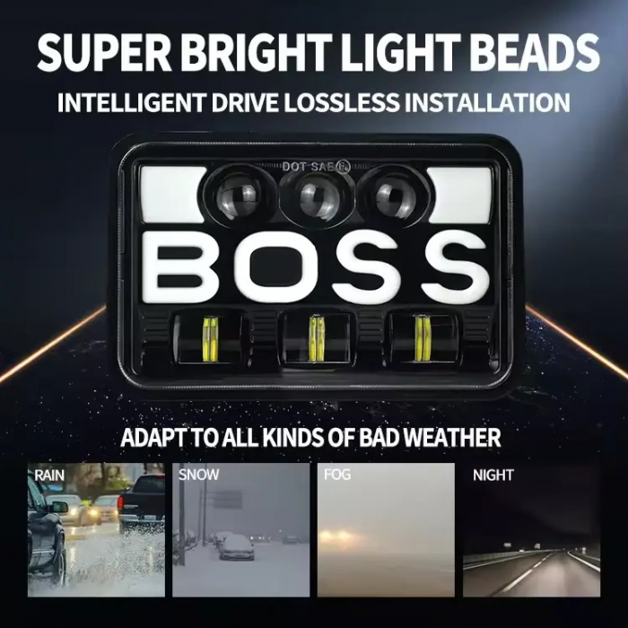 Set de 2 bucăți, LED halogen universal 5 , 12V-24V fază scurtă/lungă cu DRL lumini de zi, semnalizator alb-galben 9600lm pentru ATV, jeep, camion, tractor și altele [6]