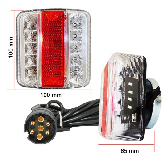 Set stopuri LED cu cinci funcții 12V cu magnet și cablu 7,5m pentru remorci, platforme, rulote și altele. [2]