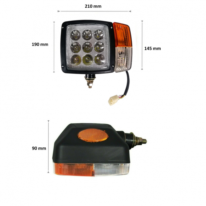 Set Faruri cu Semnalizare 9 LED, Cu Cablu Si Priza, Utilaje Dezapezire, Buldoexcavator, Tractor, 12V - 24V [4]