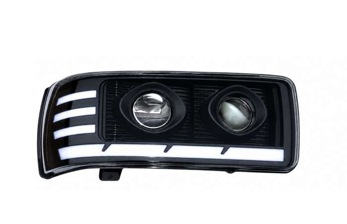Set Faruri LED   DAF  XF105 stanga + dreapta cu 2 lupe Space Cab / Super Space Cab, 24V, DRL Alb-Portocaliu, Startup Effect [7]