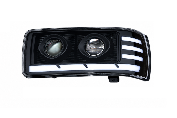 Set Faruri LED   DAF  XF105 stanga + dreapta cu 2 lupe Space Cab / Super Space Cab, 24V, DRL Alb-Portocaliu, Startup Effect [3]