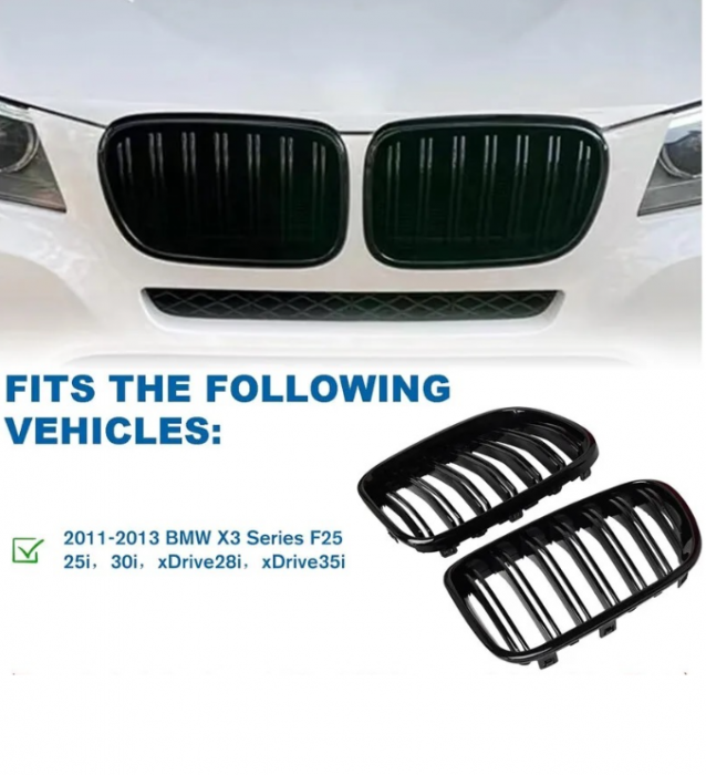 Set Grile duble negru lucios BMW X3 F25 (2010-2014) [7]