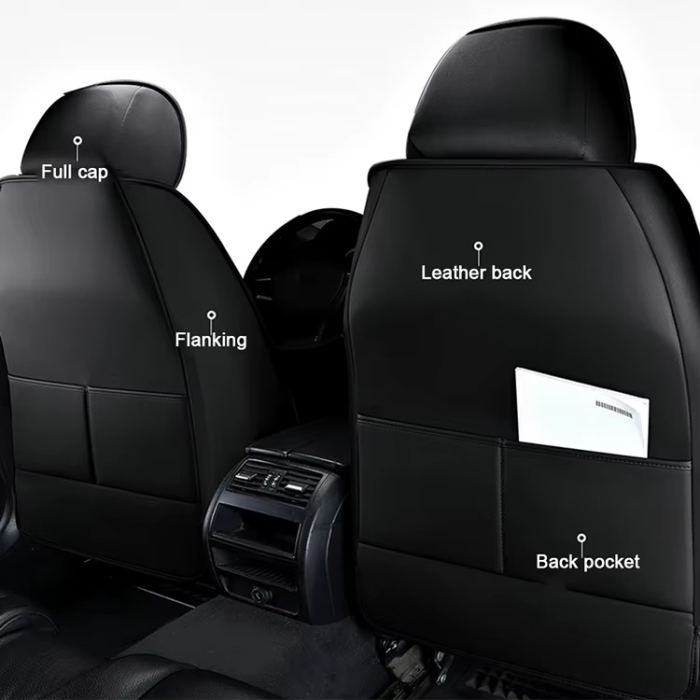 Set Huse Auto universale luxoase din piele ecologica cu material textil, negru si alb pentru scaune fata si spate [6]