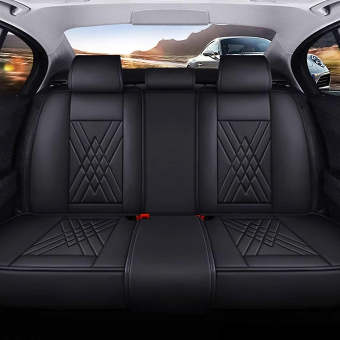 Set Huse Auto universale luxoase din piele ecologica, negru pentru scaune fata si spate [3]