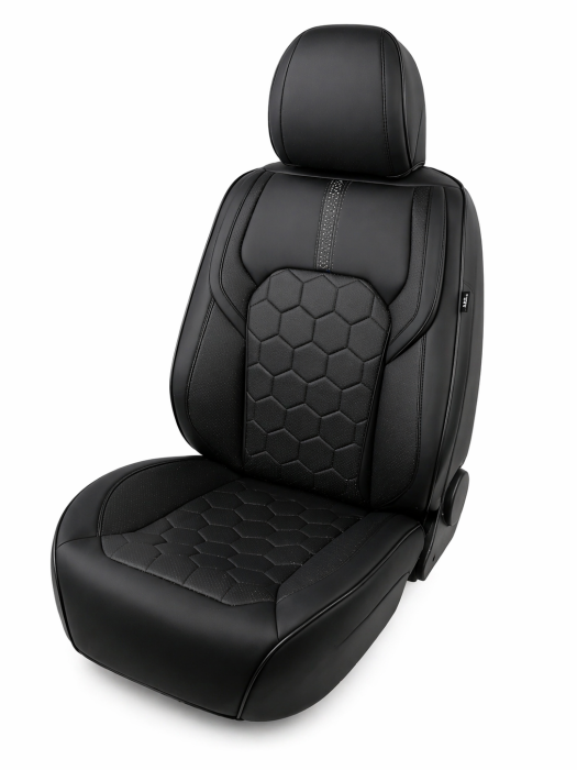 Set Huse Auto universale luxoase din piele ecologica, Negru pentru scaunele din fata si din spate [2]