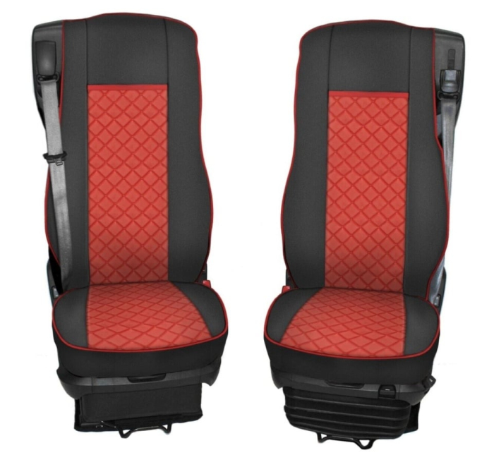 Set huse din piele ecologica pentru DAF XF 106 2015-2021 - Roșu/Negru [2]