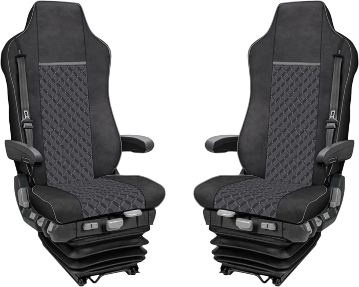 Set huse din piele ecologica pentru IVECO STRALIS S-WAY (2021-2025) Gri/Negru [1]