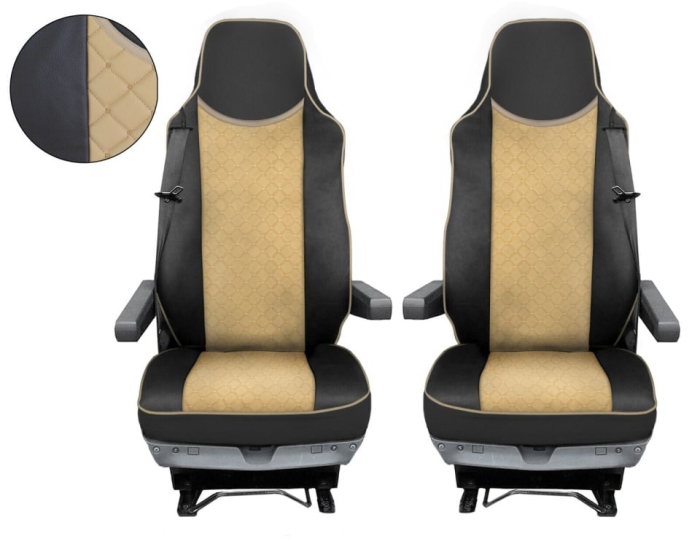 Set huse din piele ecologica pentru MAN TGX 2015–2021- Bej/Negru [2]