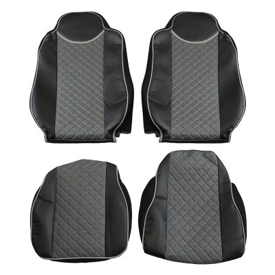 Set huse din piele ecologica pentru MAN TGX 2015–2021 Gri/Negru [3]