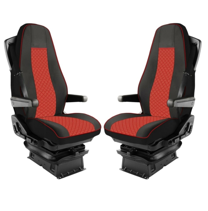 Set huse din piele ecologica pentru VOLVO FH12 (2016-2020)   Roșu/Negru [5]