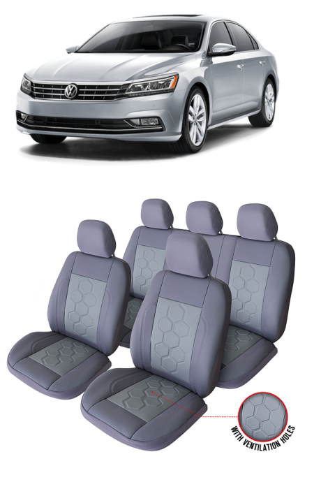 Set huse din piele perforata VW Passat B8 (2014-2022) GRI [1]